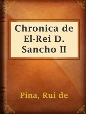 cover image of Chronica de El-Rei D. Sancho II